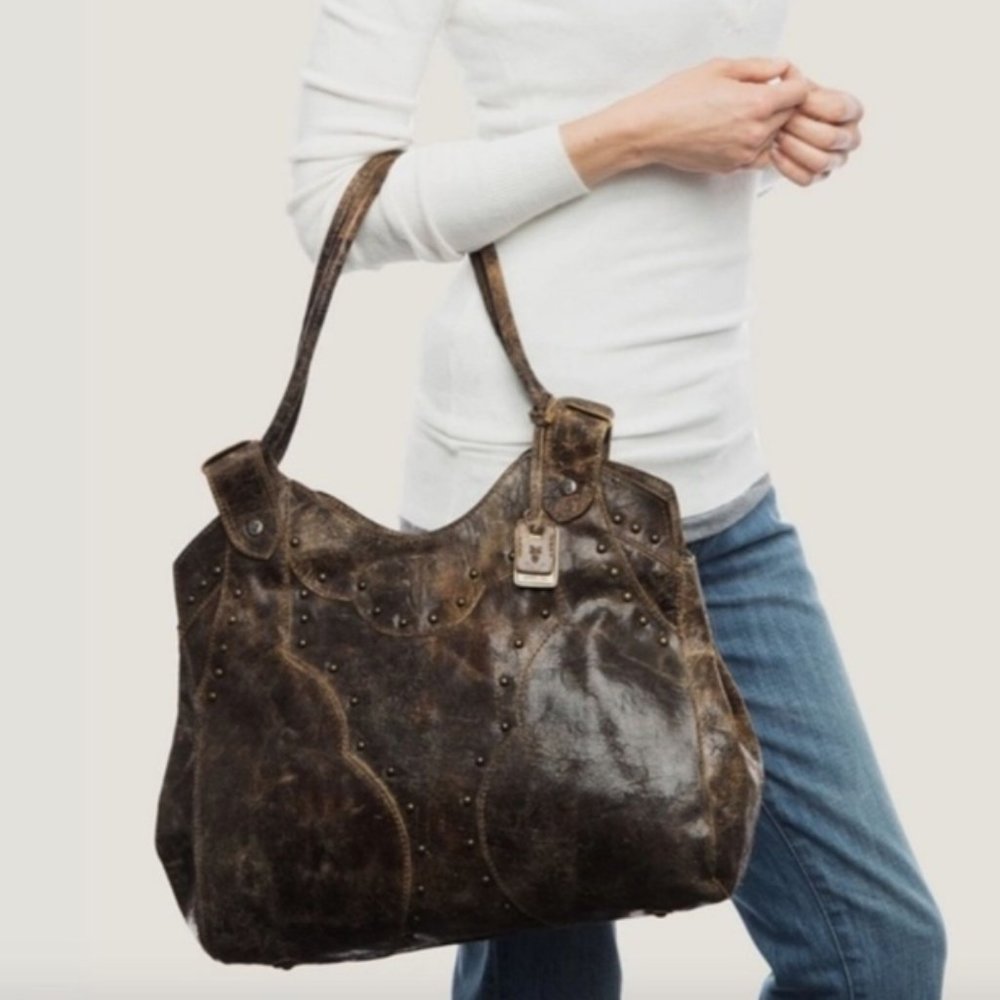 Frye Vintage Studded Shoulder Bag Chocolate